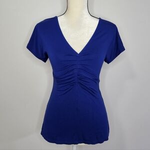 Y2K Express Rushed Fitted V Neck Cobalt Blue Top XS